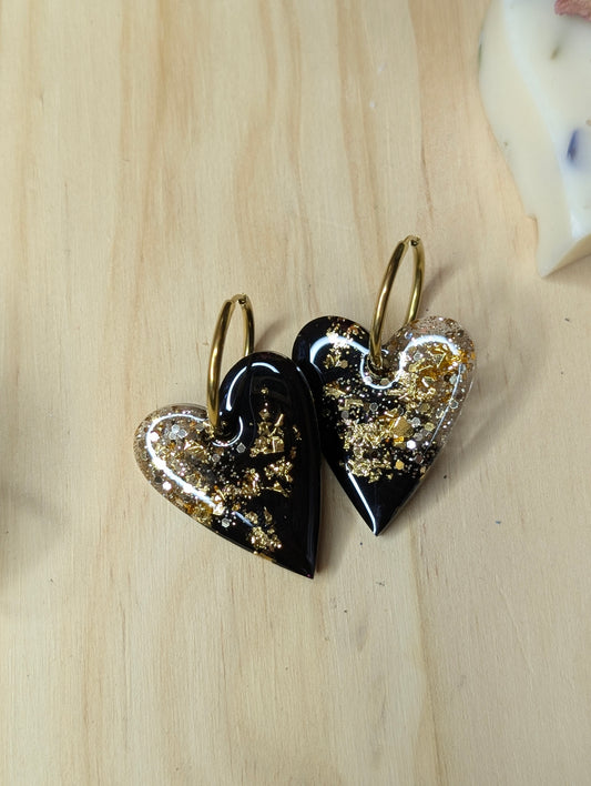 BO Heart Black and Gold feuilles d'or