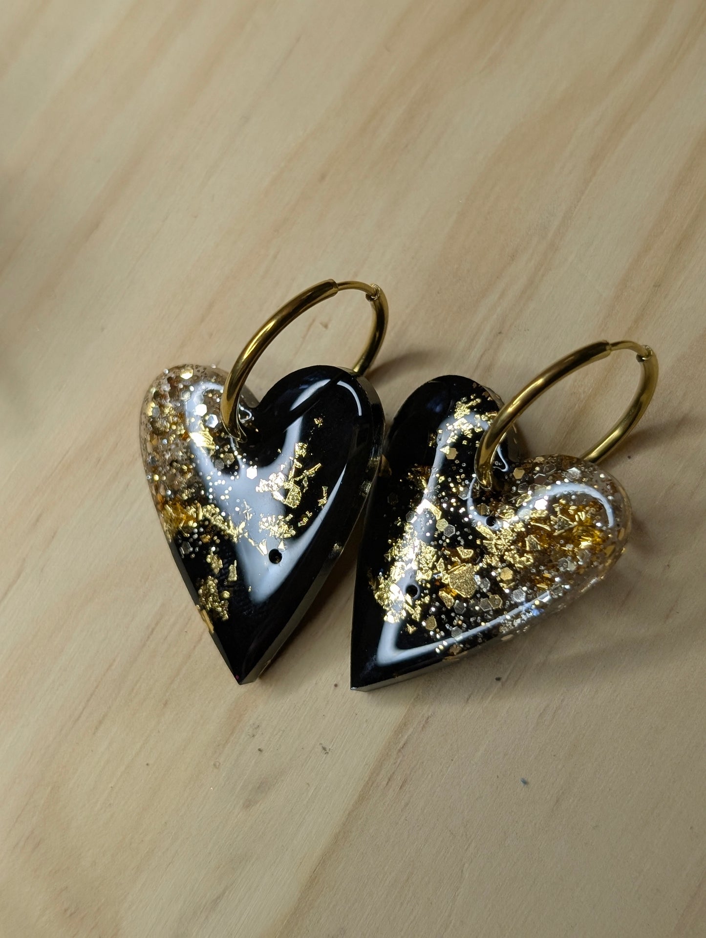 BO Heart Black and Gold feuilles d'or