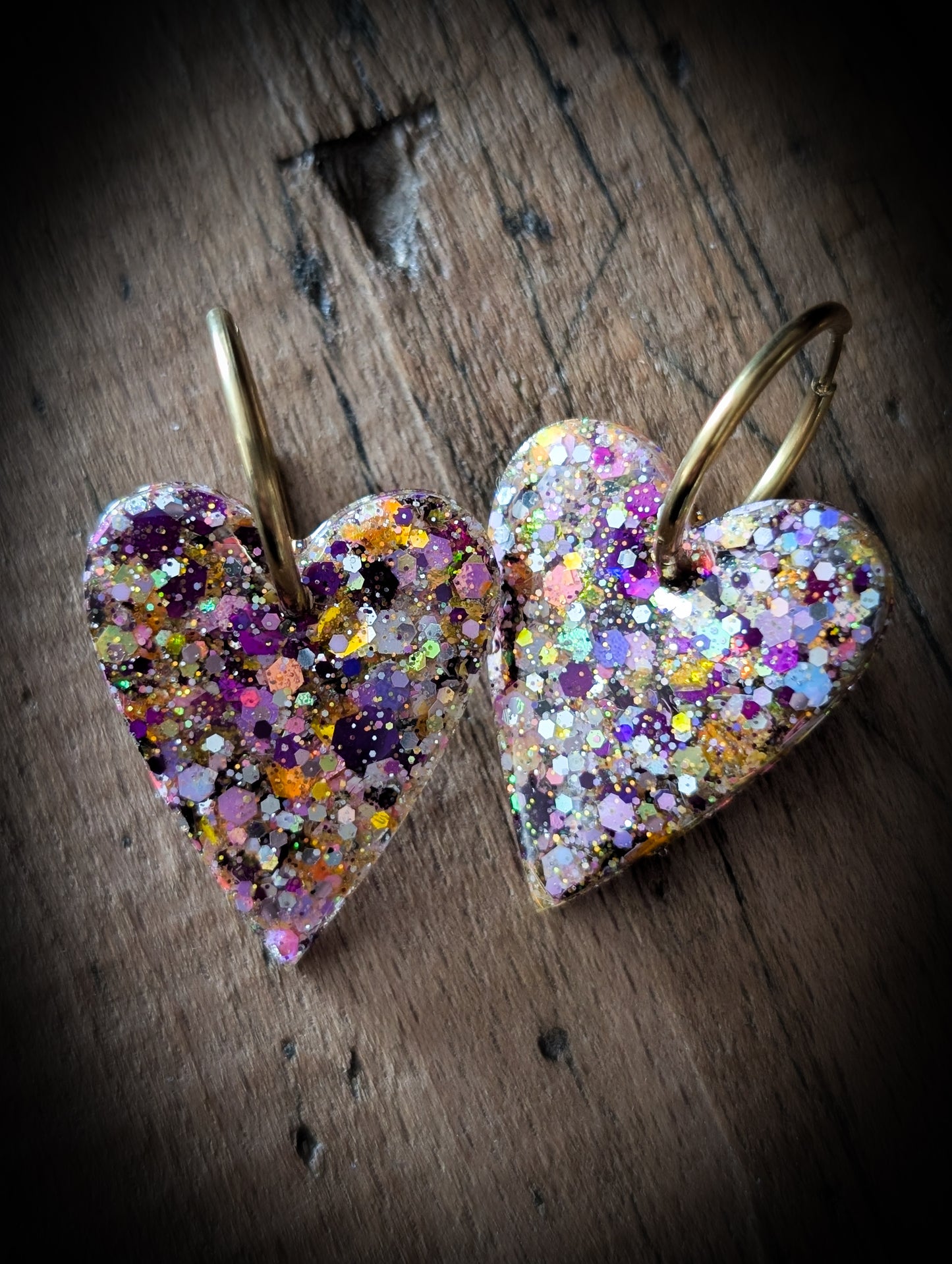 BO Heart 3cm Full Glitters Purple